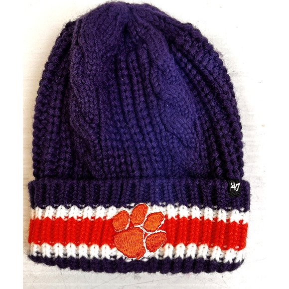 Clemson Tigers 47 Beanie Toboggan Hat Women's Orange Purple College Outdoors - Picture 8 of 8